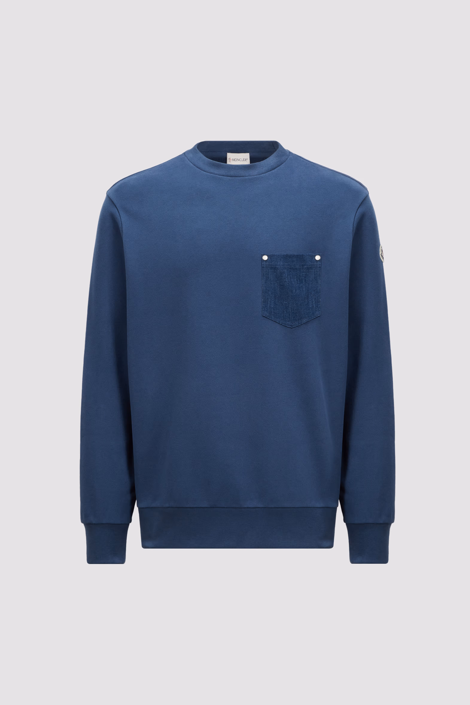 Cotton & Denim Sweatshirt Men Cobalt Blue Moncler 2